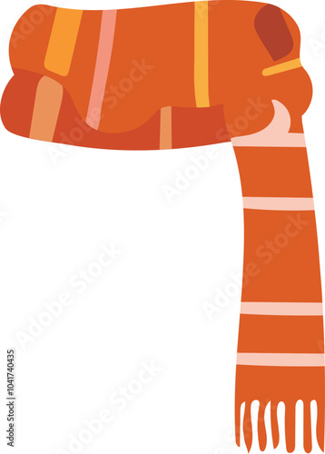 Isolated Brown Striped Scarf Icon in Flat Style.