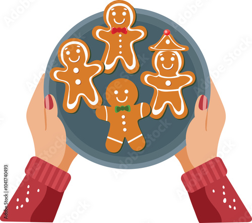Closeup of Person Offering Gingerbread at Merry Christmas Festival.