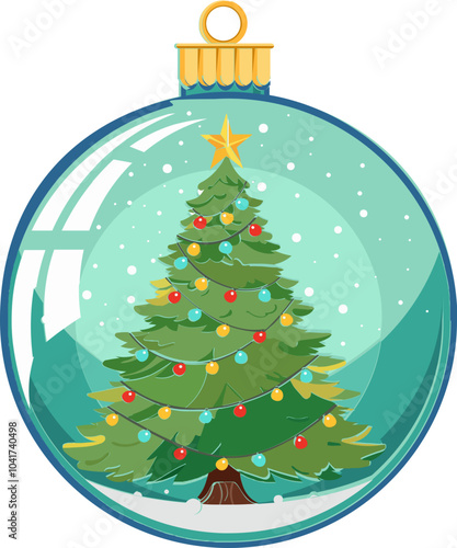 Isolated Christmas Tree Snow String Light Icon in Flat Style.
