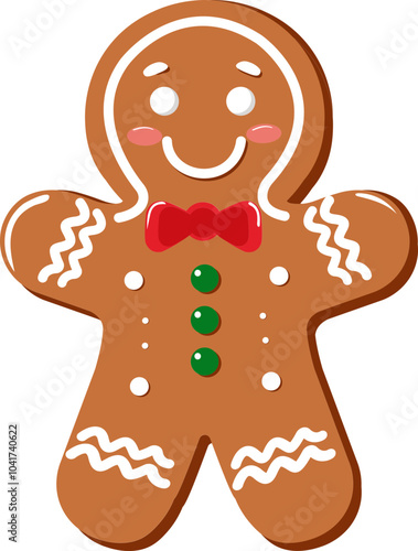 Cartoon Style Gingerbread Element in Flat Style.
