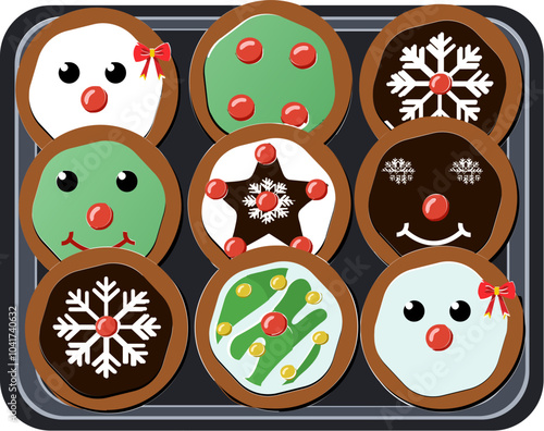 Various Christmas Cookies on Plate Element.