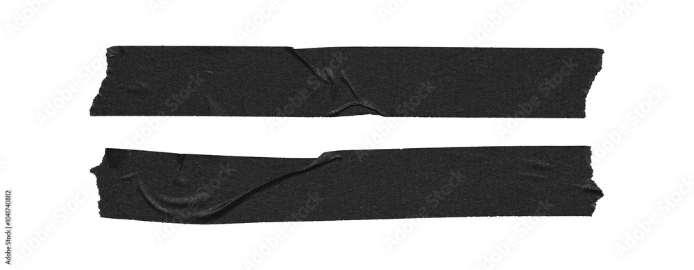 Set of duct tape lines, isolated black paper adhesive tape strips of long sizes on transparent background Set of duct tape lines, isolated black paper adhesive tape strips of long sizes on transparent background