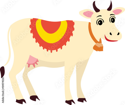 Vector Illustration of Adorable Cow Icon in Standing Pose.