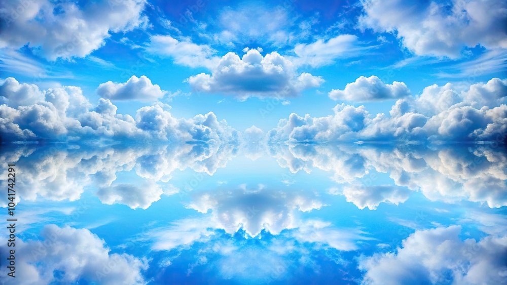 Fototapeta premium Blue sky with fluffy white clouds on a sunny day