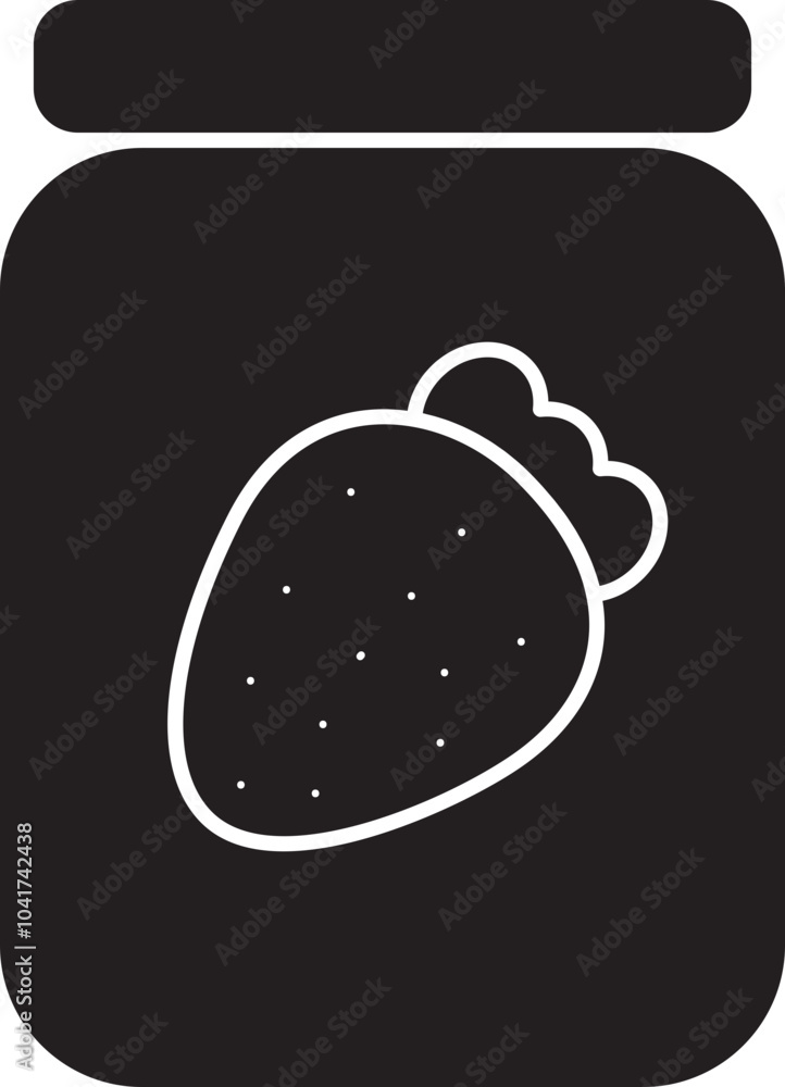 Isolated Strawberry Jam Jar Icon in Glyph Style. Isolated Strawberry Jam Jar Icon in Glyph Style.