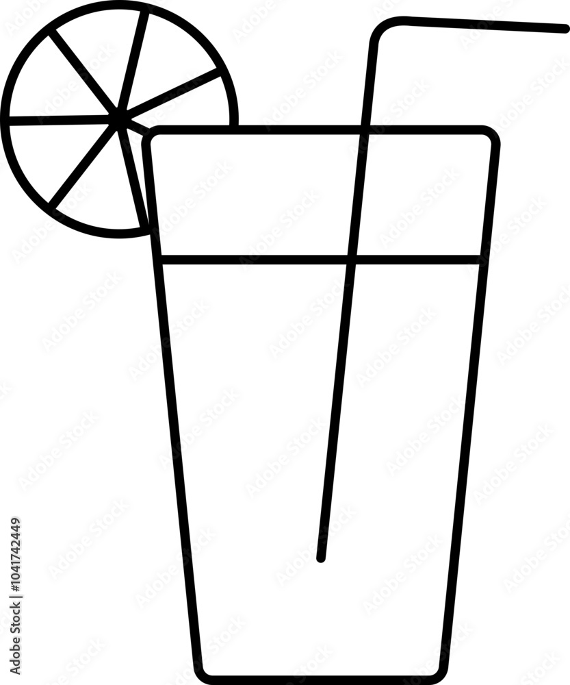 Linear Style Lemonade Drink Glass Icon. Linear Style Lemonade Drink Glass Icon.