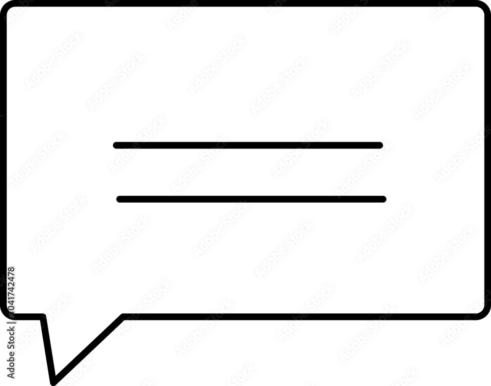 Message Bubble Icon in Black Line Art. Message Bubble Icon in Black Line Art.