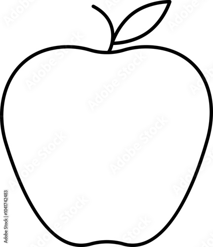 Flat Style Apple Icon in Black Outline.