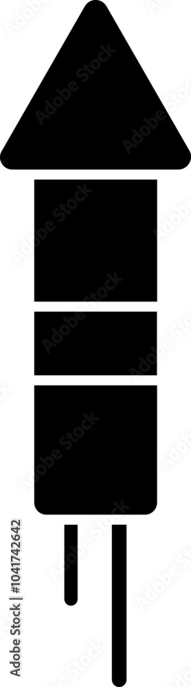 Black and White Firecracker Rocket Flat Icon. Black and White Firecracker Rocket Flat Icon.