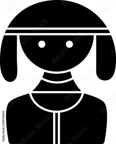 Cute little girl with ponytail cartoon glyph icon.