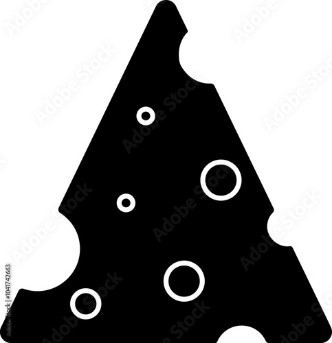 Black and white cheese icon in flat style.