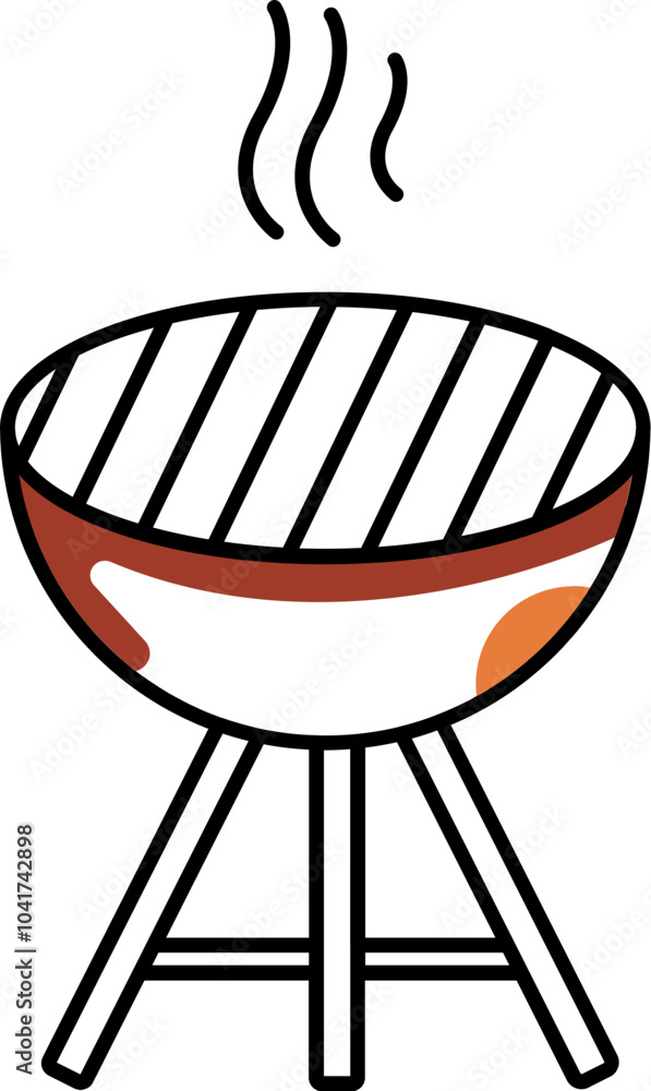 Flat Style Bbq Pot Icon in White and Brown Color. Flat Style Bbq Pot Icon in White and Brown Color.