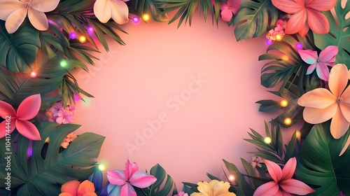 Tropical Floral Frame with Lights