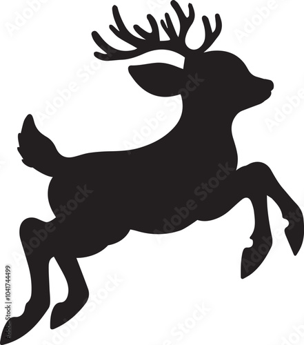baby deer jumping silhouette vector art illustration