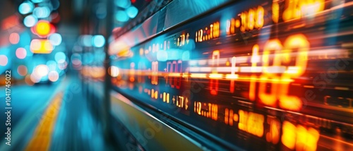 A vibrant image of a digital stock market board at night with numbers and prices displayed, creating a dynamic cityscape backdrop.