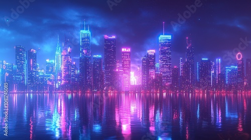 Neon Cityscape Reflection