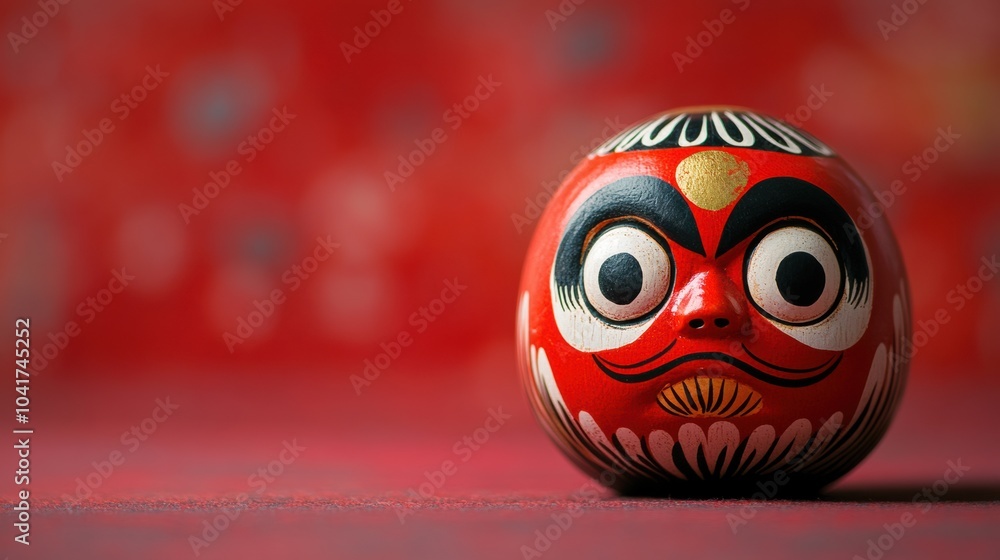 Japanese daruma doll in a red background, symbolizing perseverance and good luck, culture of Japan Japanese daruma doll in a red background, symbolizing perseverance and good luck, culture of Japan