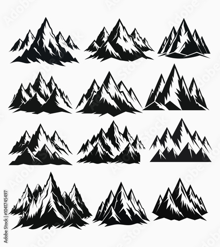 Vintage monochrome mountains set