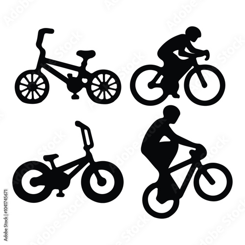 shilhoutte Bike vector set icon on white background photo