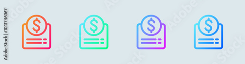 Invoice line icon in gradient colors. Bill signs vector illustration.