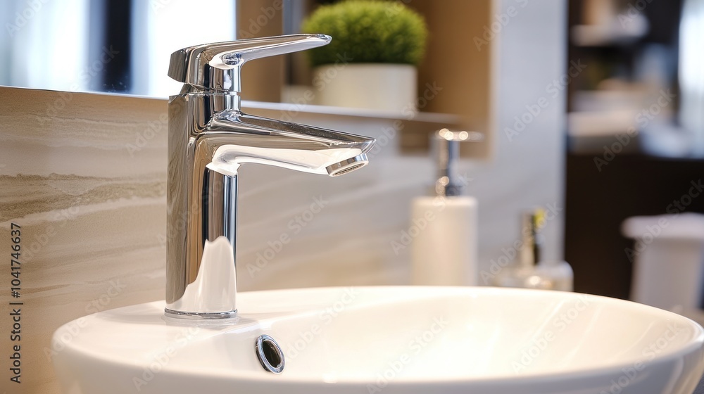 Close Up of a Chrome Faucet and White Sink Close Up of a Chrome Faucet and White Sink