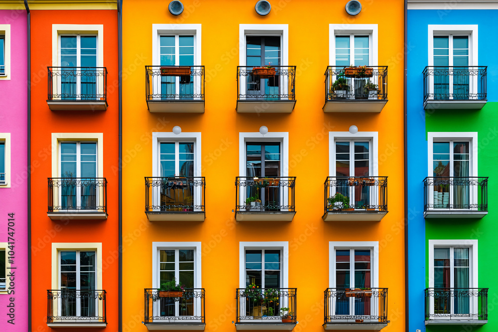bold colored building facade, artistic architecture bold colored building facade, artistic architecture