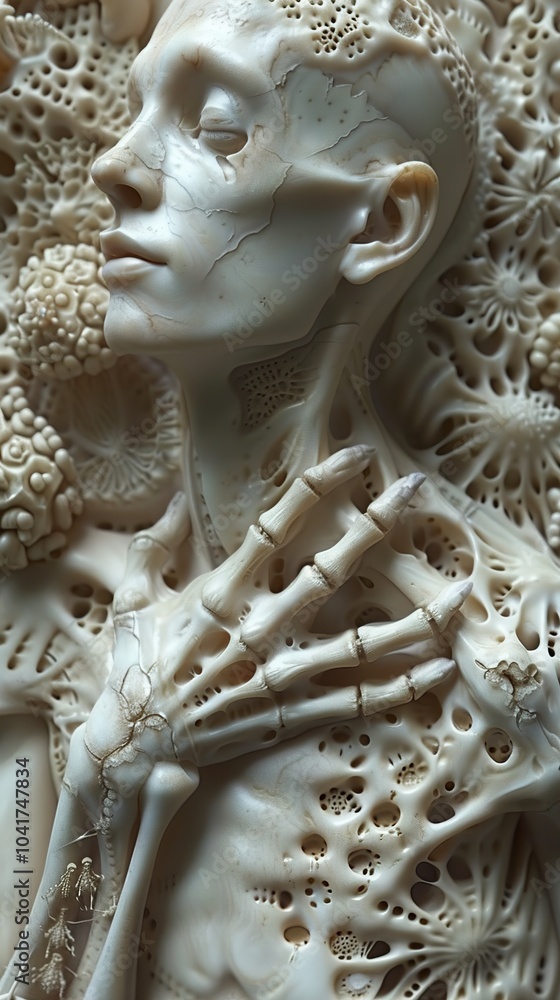 Abstract Surreal Sculpture: Human Skull and Bones Abstract Surreal Sculpture: Human Skull and Bones