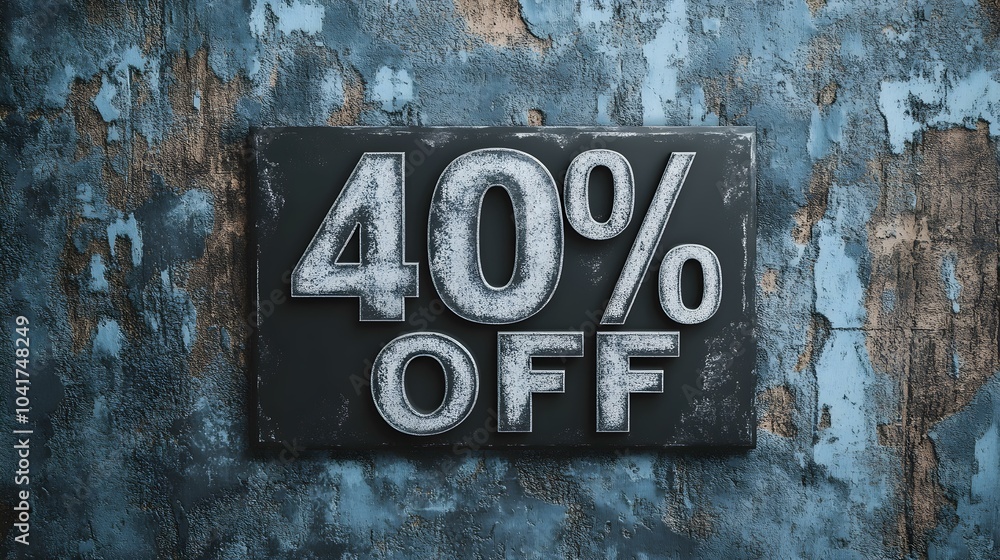 Black '40% OFF' Promotional Sign on a Anthracite Background with Copy Space Black '40% OFF' Promotional Sign on a Anthracite Background with Copy Space