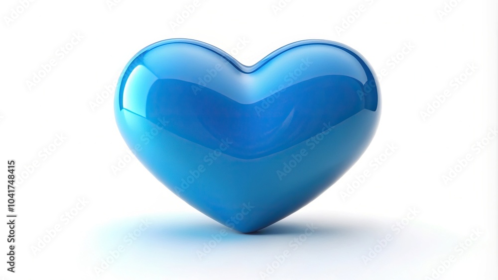 Blue heart shape isolated on white background at a tilted angle Blue heart shape isolated on white background at a tilted angle