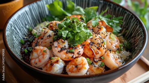 Fresh Shrimp Bowl with Herbs and Spices