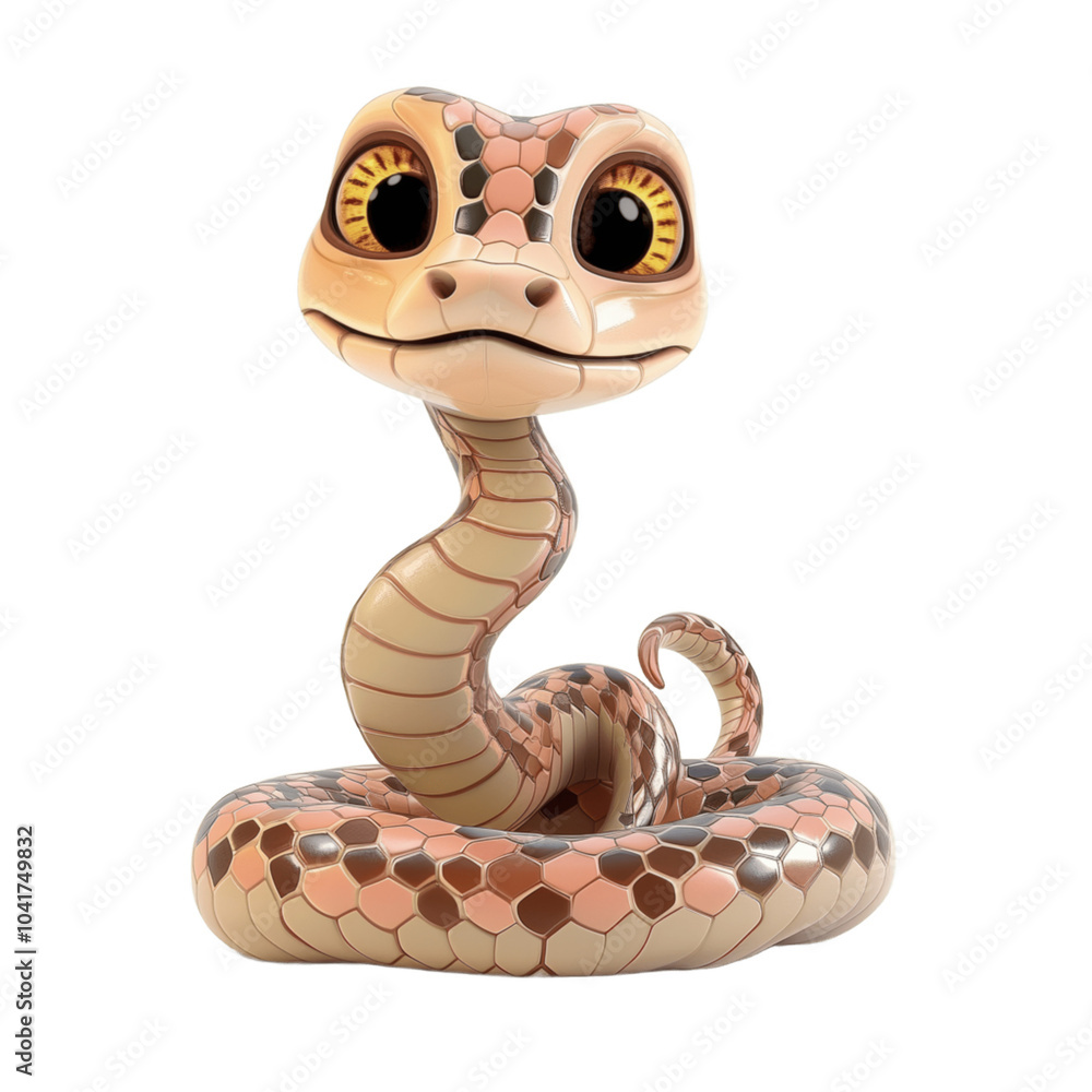 Fototapeta premium Cartoon 3d character snake isolated on the background. Snake clipart on a transparent background. Generative AI.