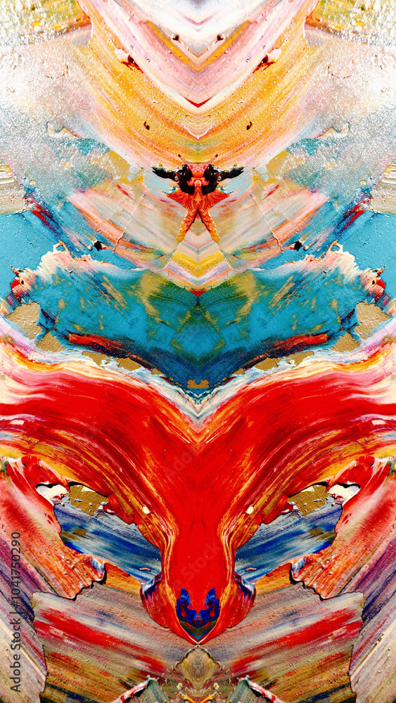 Fototapeta premium Abstract background art . Ethnic pattern. Mixtures of oil paint. Trendy hand painting canvas. Wall decor and Wall art prints Idea. 3D Texture. Art object