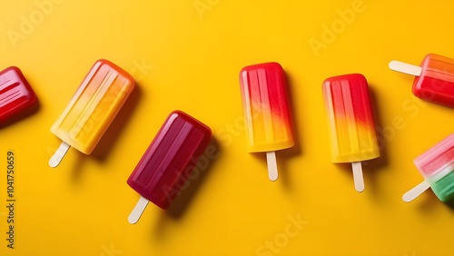 Popsicles on a bright orange background
