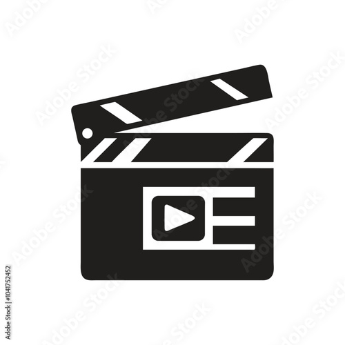 Clapper board icon on white background