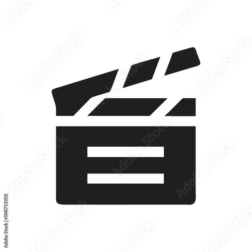 Clapper board icon on white background