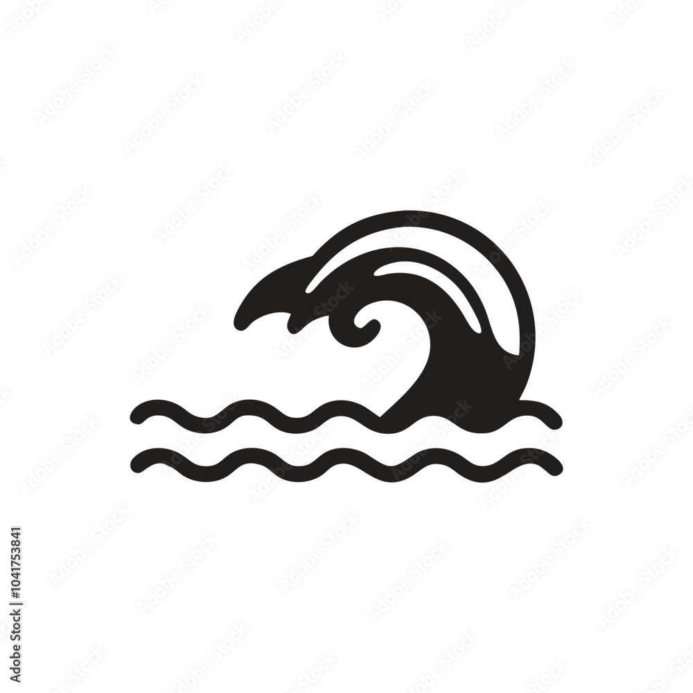 Ocean Wave Vector Icon on white background Ocean Wave Vector Icon on white background