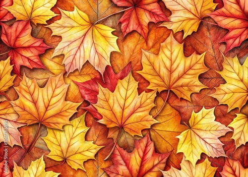 Wallpaper Mural Autumn Leaves Maple Hand Drawn Pattern for Seasonal Decor and Wrapping Paper Torontodigital.ca