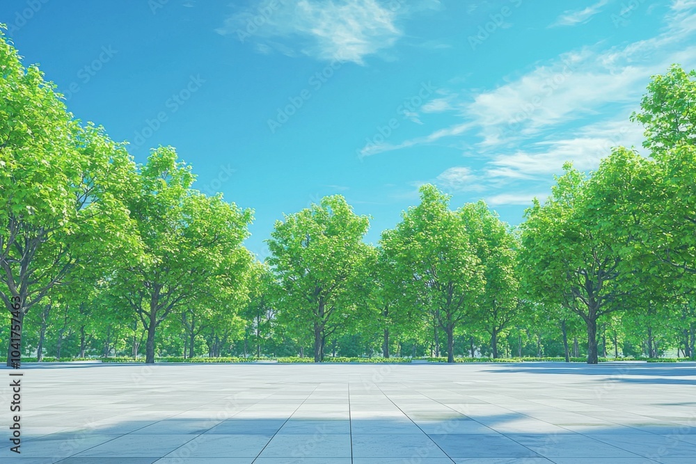 A serene park scene with lush green trees under a bright blue sky, ideal for relaxation or outdoor activities. A serene park scene with lush green trees under a bright blue sky, ideal for relaxation or outdoor activities.