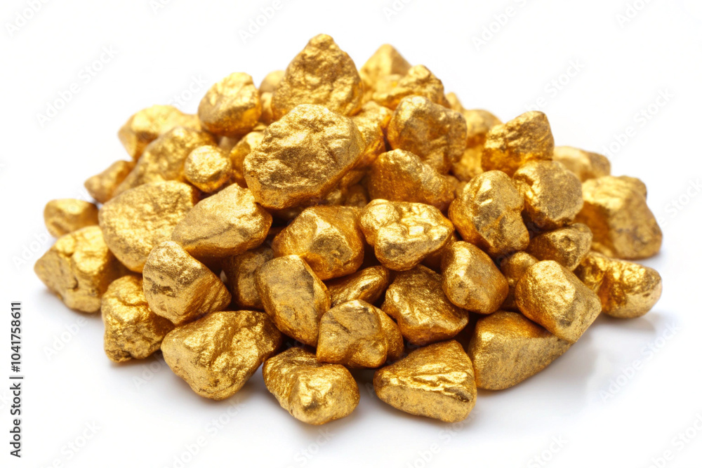 A pile of gold nuggets, isolated on white background A pile of gold nuggets, isolated on white background