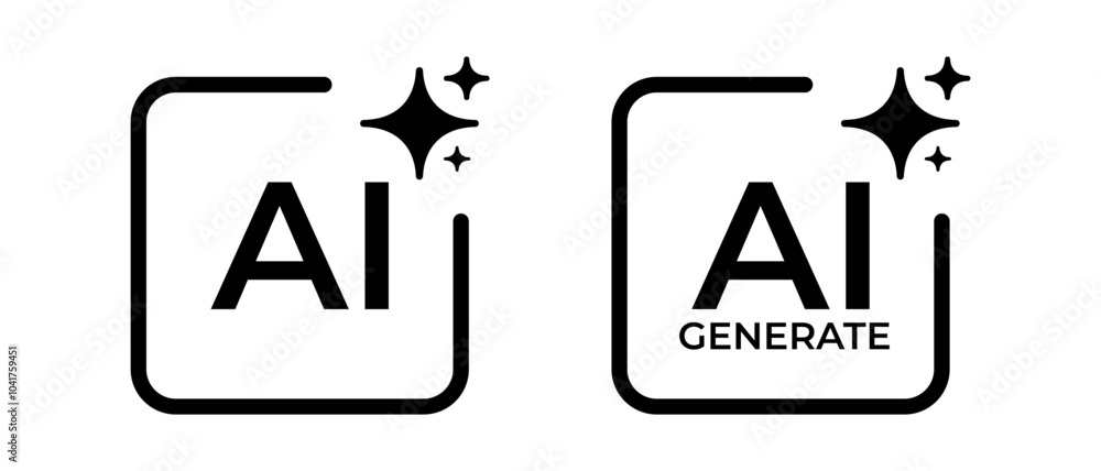 Ai generate icon vector set. AI button, generated symbol Ai generate icon vector set. AI button, generated symbol
