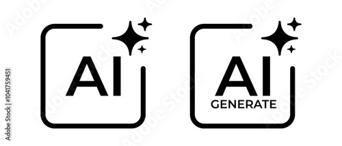 Ai generate icon vector set. AI button, generated symbol