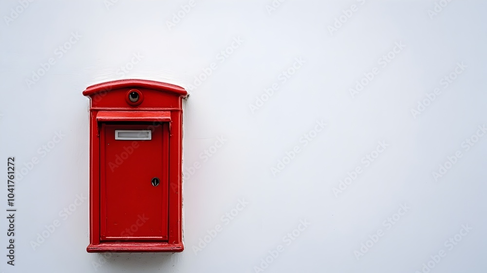 Classic Red Postbox with White Minimal Background and Copyspace Classic Red Postbox with White Minimal Background and Copyspace