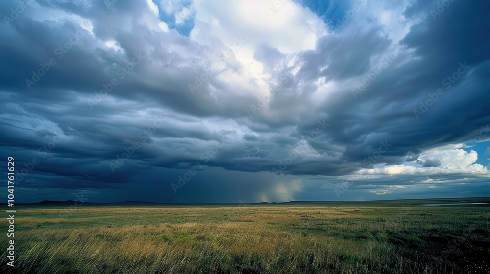 Dramatic Skies Over Flat Plains with Rolling Clouds Dramatic Skies Over Flat Plains with Rolling Clouds