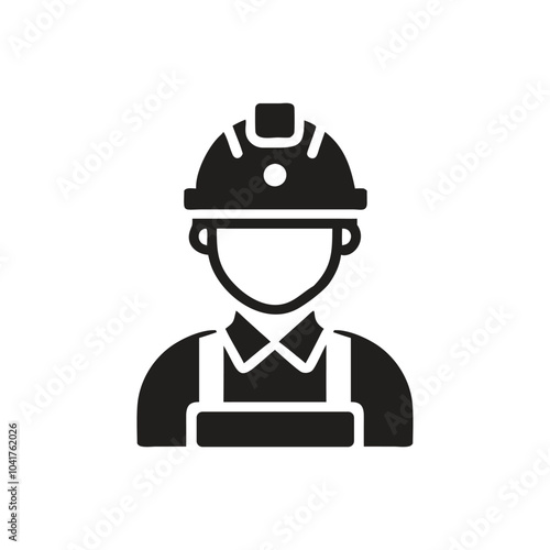 Person wearing a hard hat icon on white background
