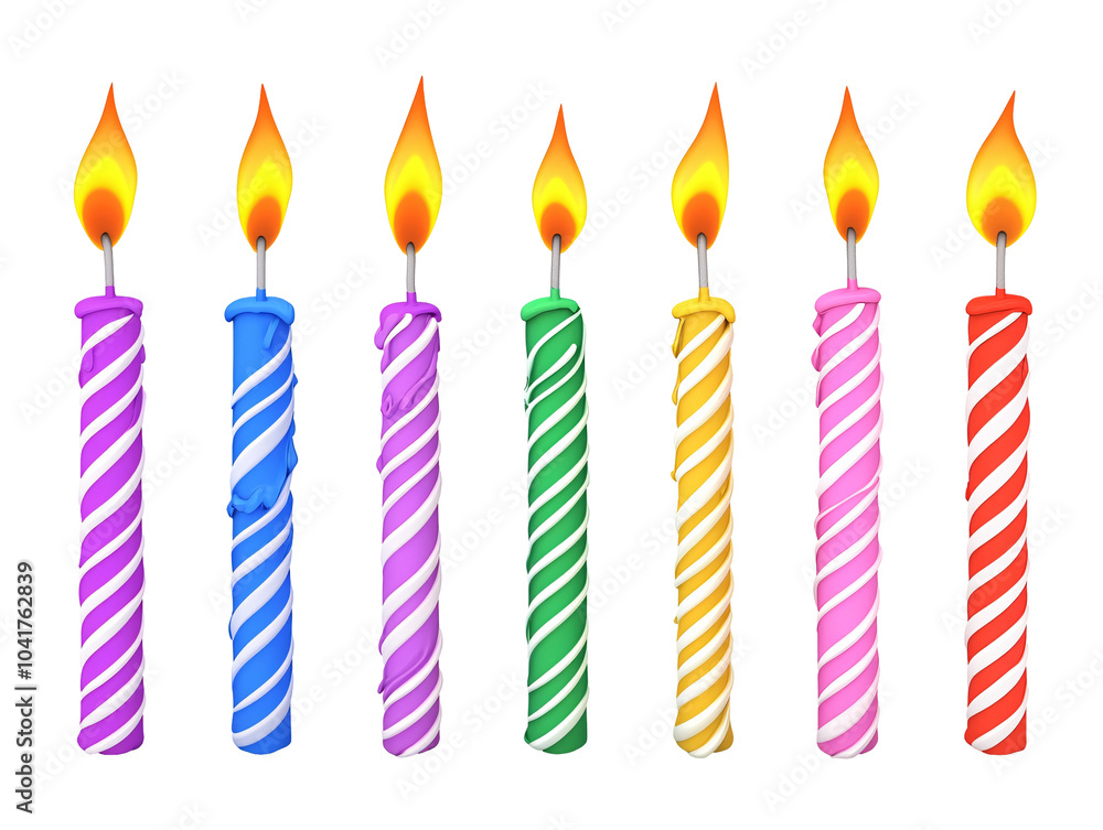 a group of colorful candles with flame a group of colorful candles with flame