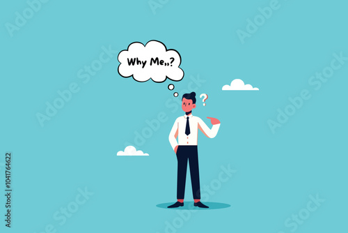 Perplexed Businessman Reflecting on His Errors with Self-Doubt