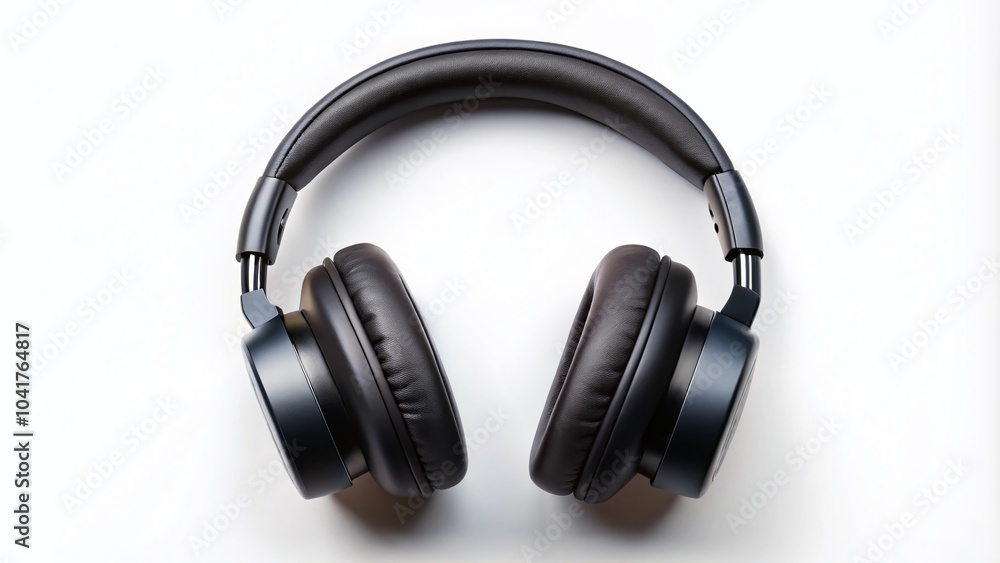 Black OverEar Headphone Mockup on White Background for Product Showcase and Advertising Black OverEar Headphone Mockup on White Background for Product Showcase and Advertising