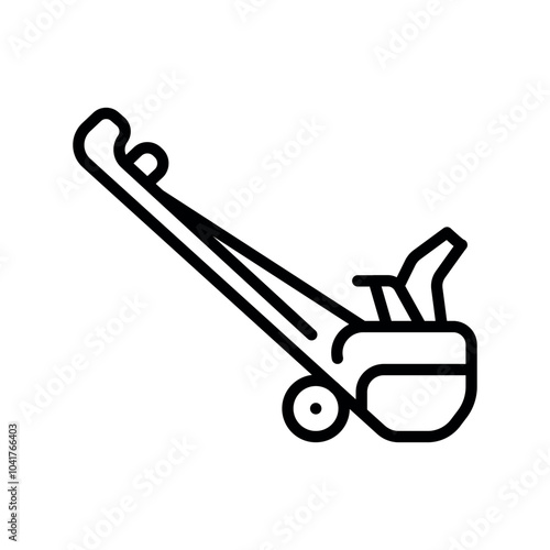 Electric Snowblower black line illustration. Snow removal machine.