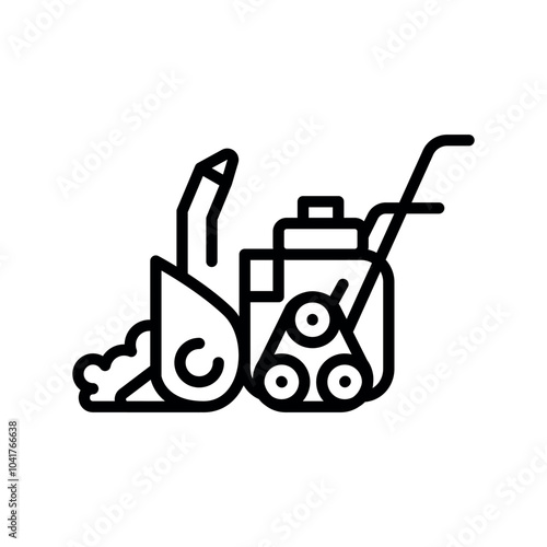 Snow Blower black line illustration. Snow removal machine.