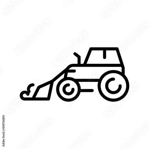 Snow Loader black line illustration. Snow removal machine.